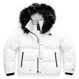 The North Face white Dealio down crop winter jacket